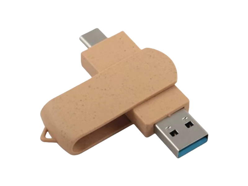 Wheat Straw Color Degradable Rotating Phone USB Flash Drive