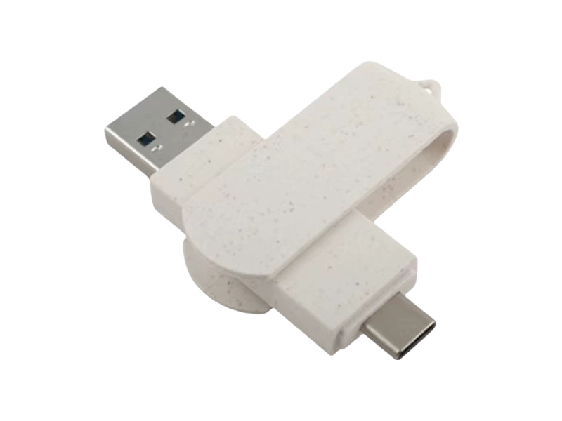 White Degradable Rotating Phone USB Flash Drive