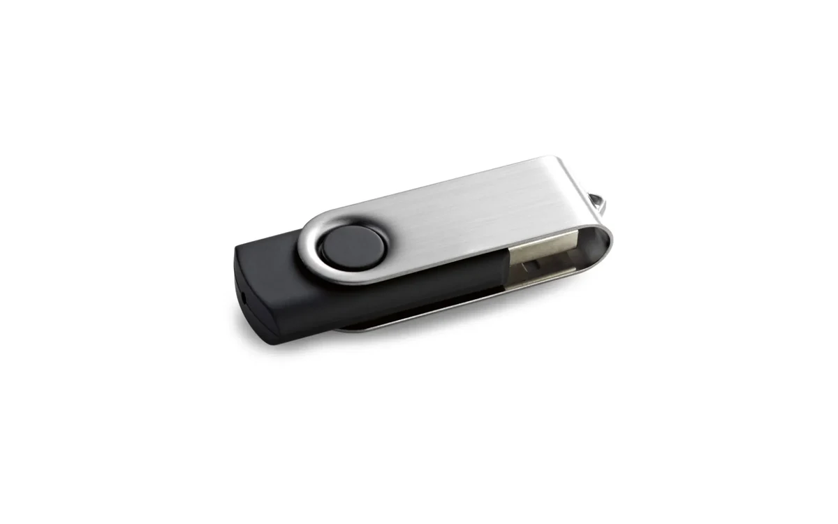 Schwarz-silberner drehbarer USB-Stick Schwarz-silberner drehbarer USB-Stick