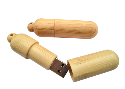 Bamboo Wood Cylindrical USB Flash Drive