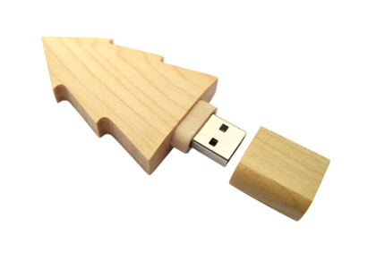 Christmas Tree Wooden Flash Drive
