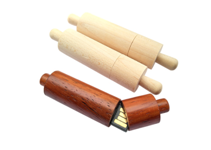 Cylindrical Wooden Flash Drive