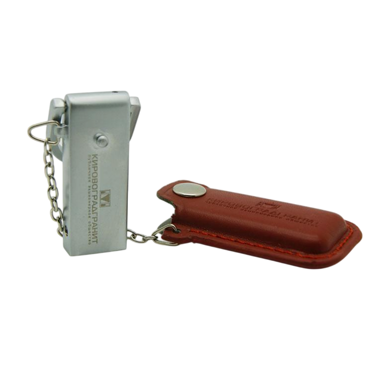 Rugged distressed PU leather flash drive