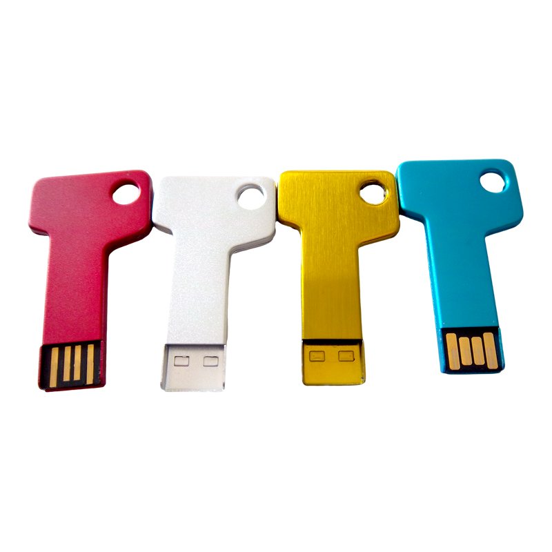 yellow Rectangular-Head Metal Brushed USB Drive