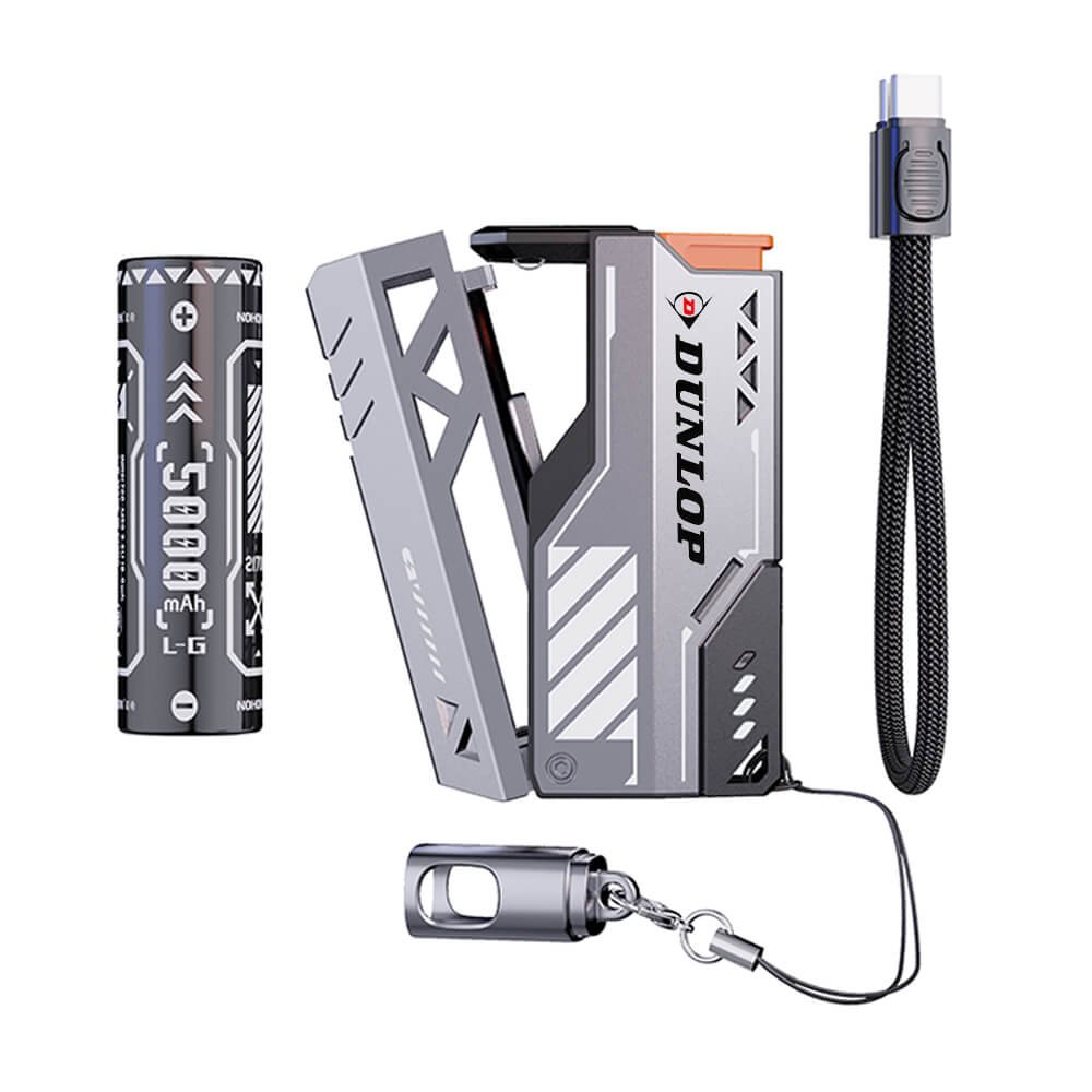 Dunlop mechanical style metal power bank with detachable battery and charging cable