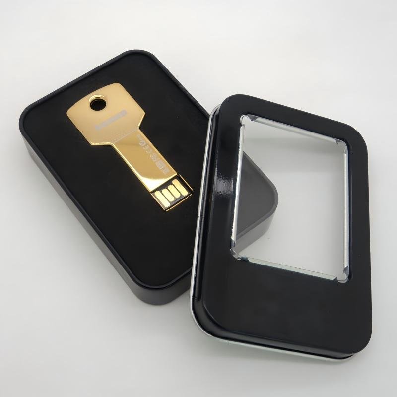 Black Rectangular Window Tin Box For USB Flash Drive