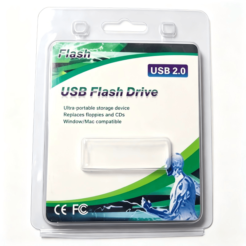 Blank USB Flash Drive Blister Card Packaging, Green Design