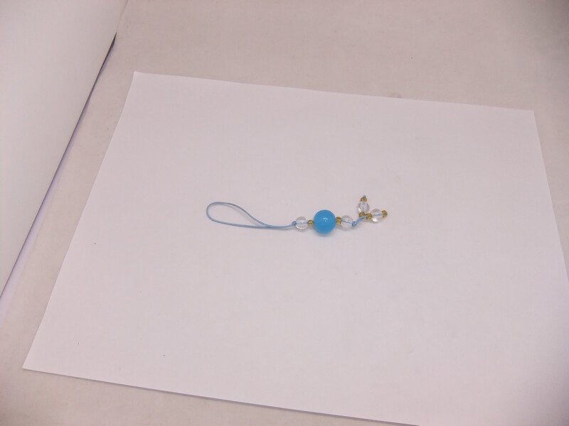 Blue Beaded Decorative Cell Phone Strap