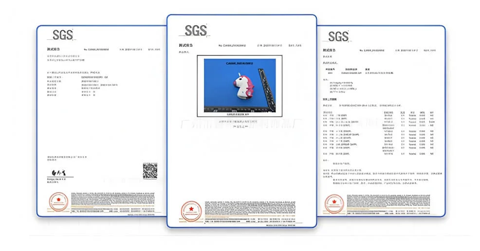 USB flash drive certification report showing CE FCC RoHS compliance test results