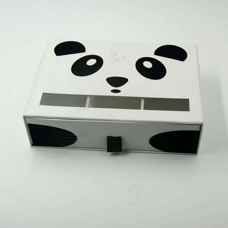 Cute Panda Printed Slide Drawer Box with Window