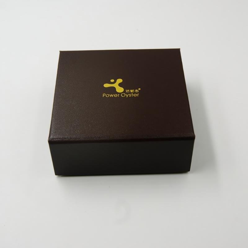 Dark Brown Faux Leather Custom Logo Rigid Gift Box