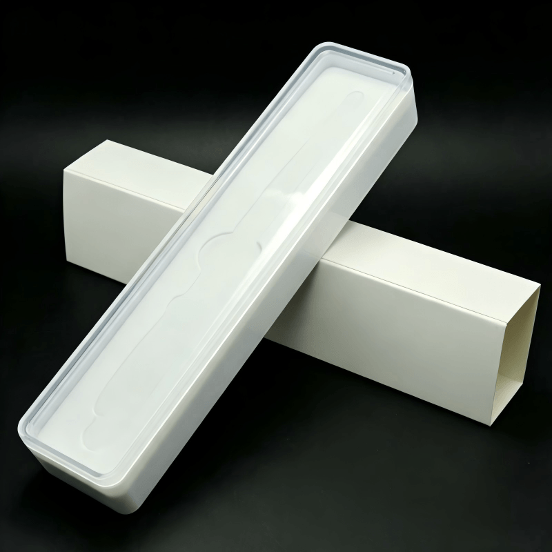 Long Clear Plastic USB Box with Outer White Paper Sleeve