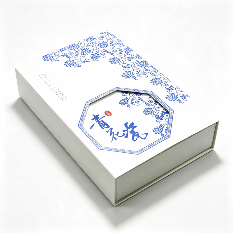 Octagonal Window Blue-and-White Porcelain Packaging Box