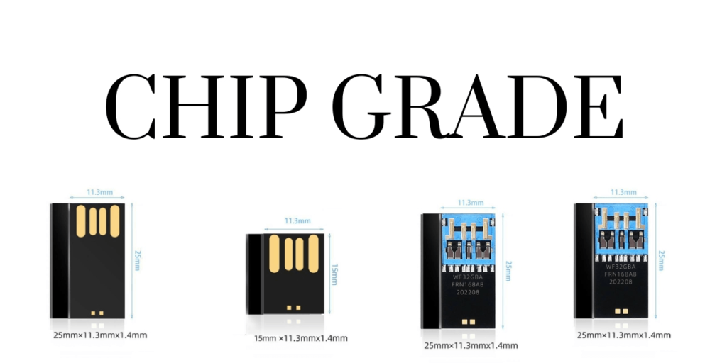 USB Flash Chip Grade & Dimension Specifications