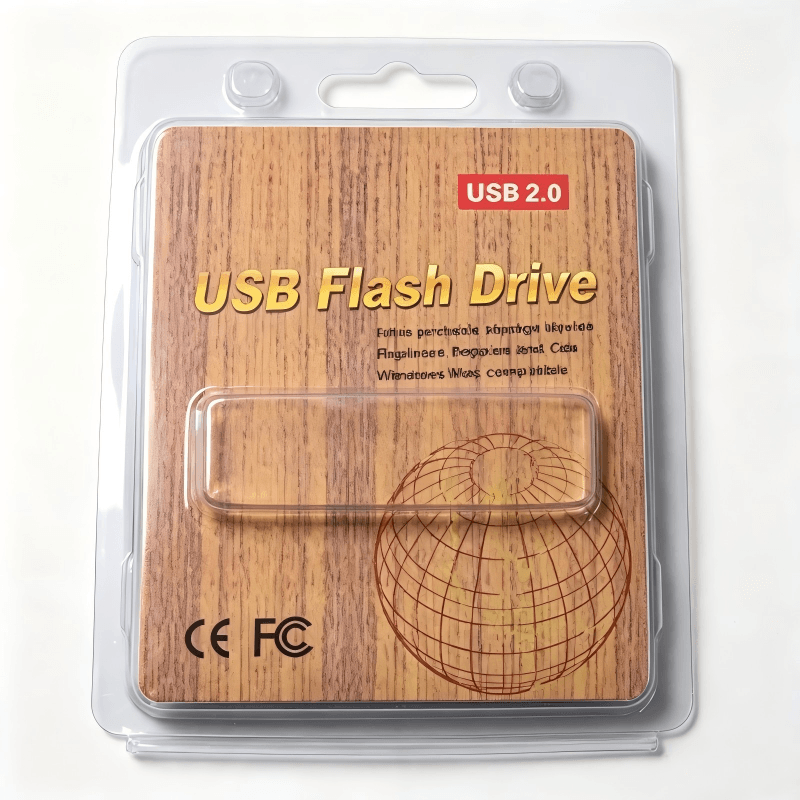 Wood Grain Printed Blank USB Blister Pack Card