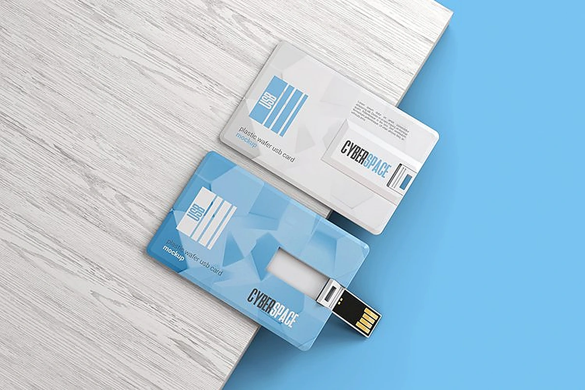 azul y blanco promocional tarjeta USB drives