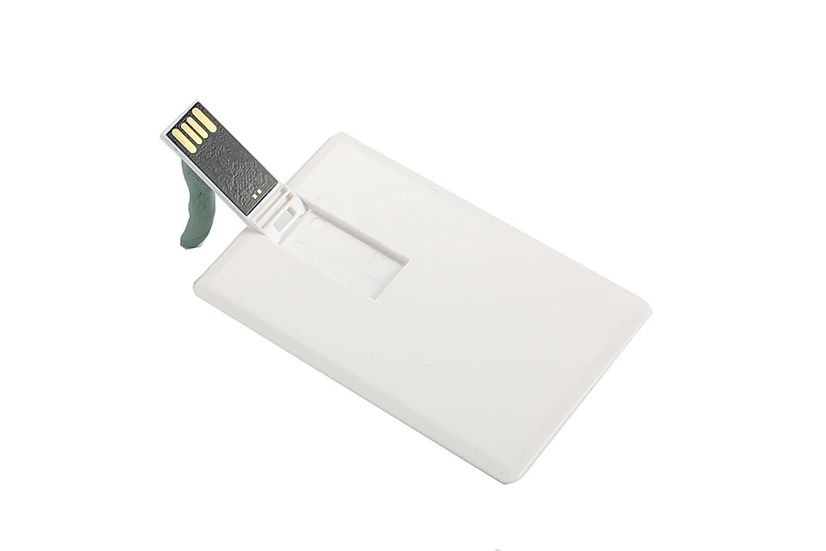 delgado blanco tarjeta USB flash memoria con exposed conector