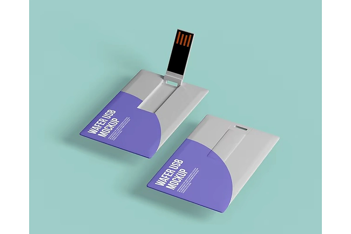 morado personalizado impreso tarjeta USB flash memoria mockups