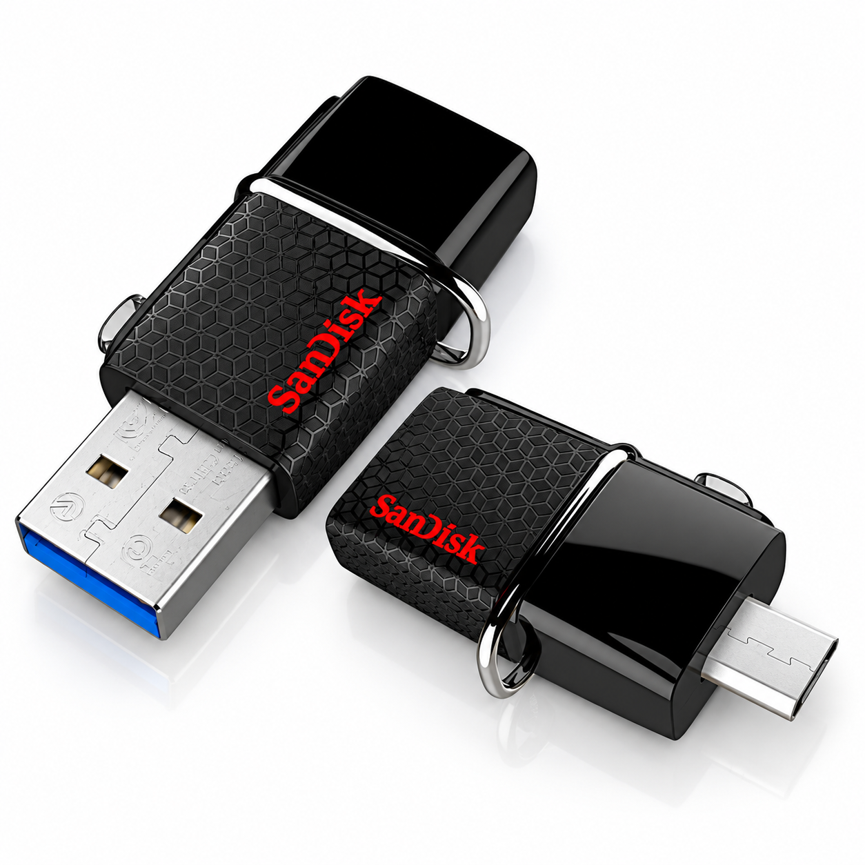 Compact black USB drives showing Type-A and smaller secondary connectors